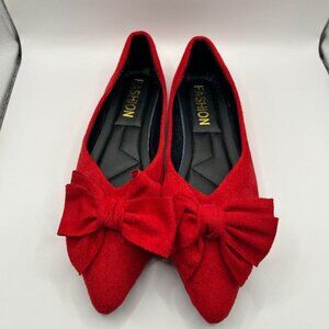 Fabric Red Bow Detail Flat size 7.5